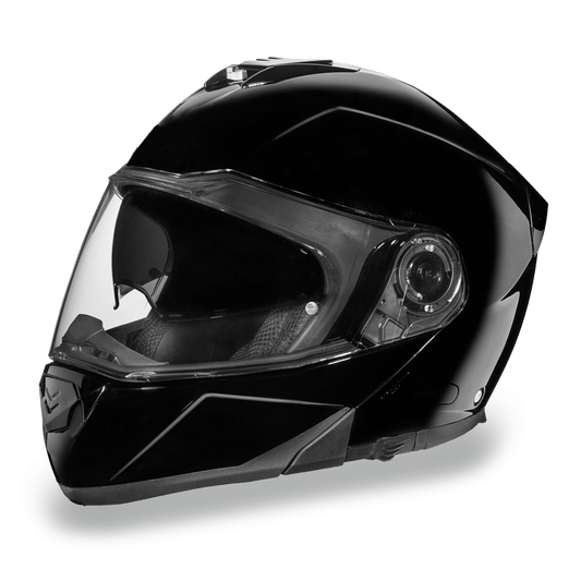 MG1-A Daytona Glide Modular Motorcycle Helmet - DOT Approved, Bluetooth Ready, Dual Visor, Men/Women/Youth - Hi-Gloss Black