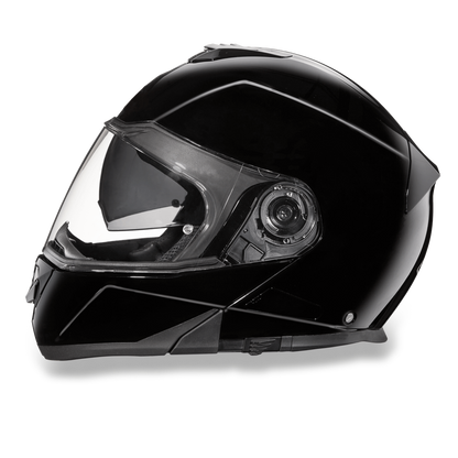 MG1-A Daytona Glide Modular Motorcycle Helmet - DOT Approved, Bluetooth Ready, Dual Visor, Men/Women/Youth - Hi-Gloss Black