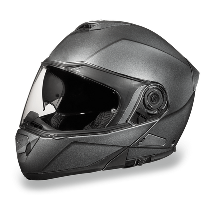 MG1-GM Daytona Glide Modular Motorcycle Helmet - DOT Approved, Bluetooth Ready, Dual Visor, Men/Women/Youth - Gun Metal Grey Metallic