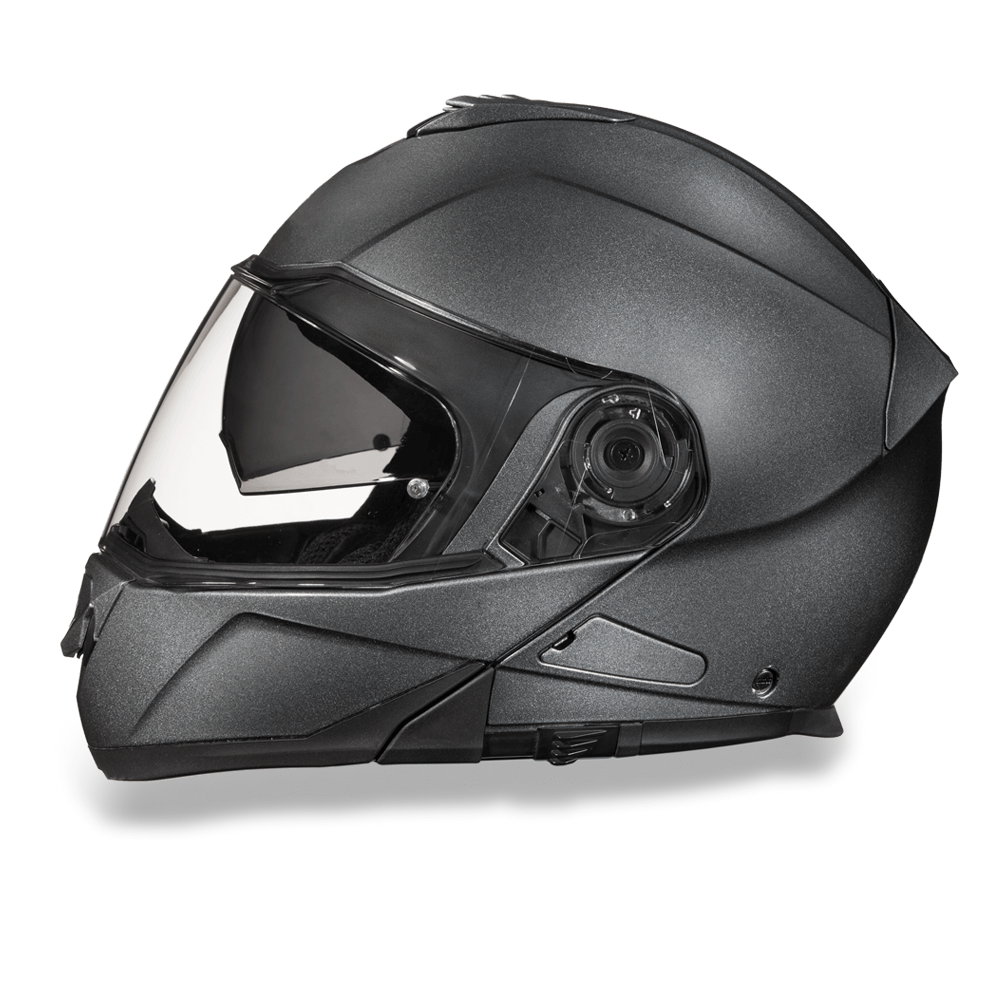 MG1-GM Daytona Glide Modular Motorcycle Helmet - DOT Approved, Bluetooth Ready, Dual Visor, Men/Women/Youth - Gun Metal Grey Metallic