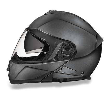 MG1-GM Daytona Glide Modular Motorcycle Helmet - DOT Approved, Bluetooth Ready, Dual Visor, Men/Women/Youth - Gun Metal Grey Metallic