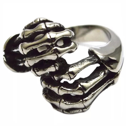 R3002 Stainless Steel Skull Fingers Biker Ring