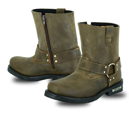 DS9742 Men's Side Zipper Waterproof Boots- Brown