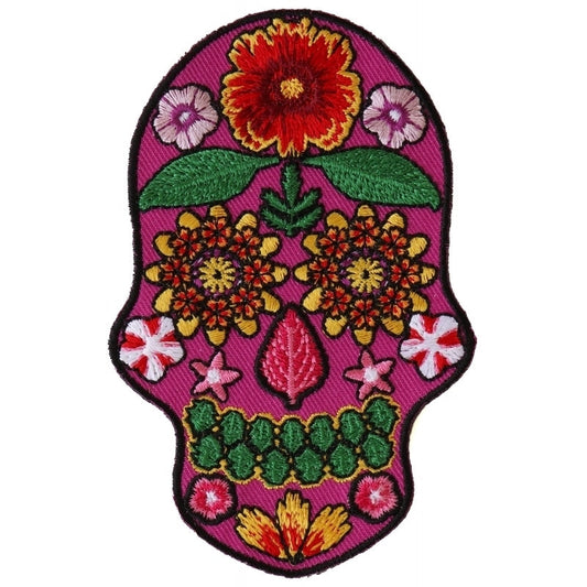 P6156 Flower Skull Pink Patch