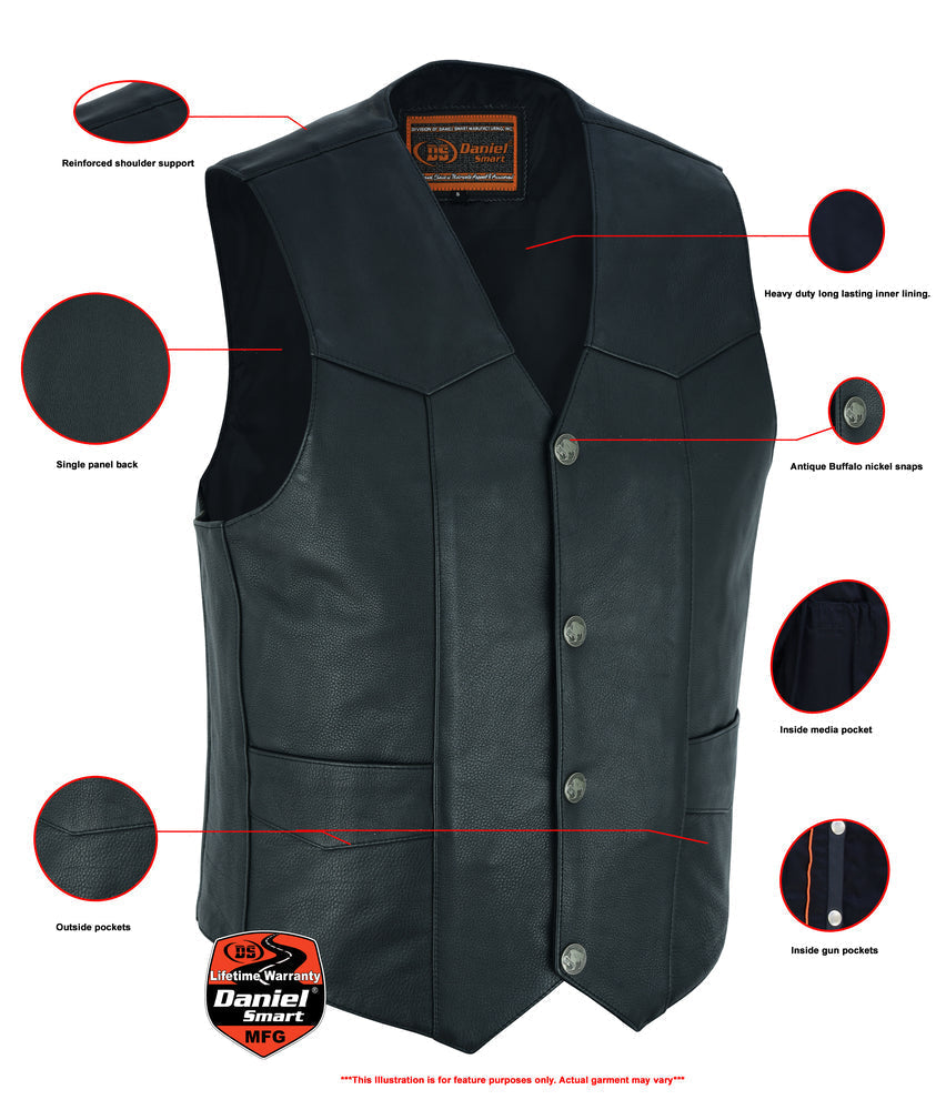 DS116 Advance Men's Buffalo Nickel Head Snap Vest