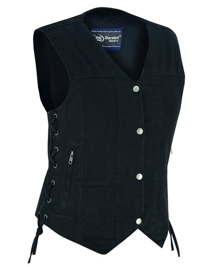 DM947 Womens 6 Pocket Denim Utility Vest - Black