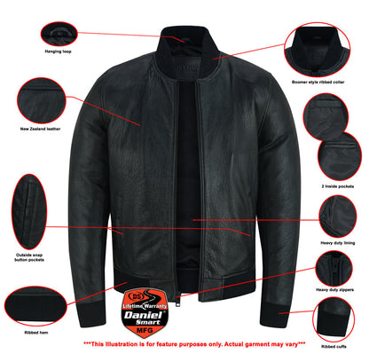 Stalwart Mens Fashion Leather Bomber Jacket