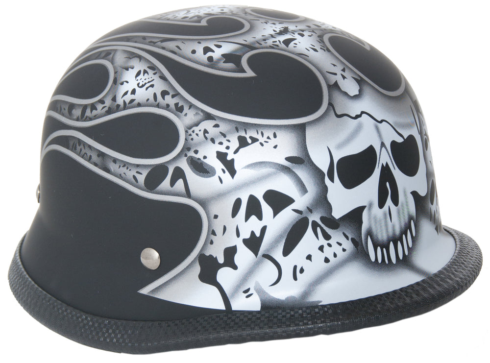 H11SV Premium Smallest Novelty German Silver Skull & Flames/Flat Black