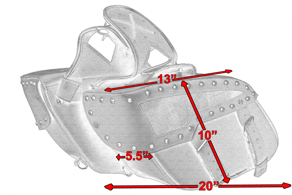 DS313S Two Strap Saddle Bag w/ Studs