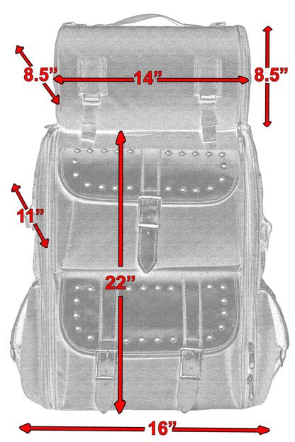 DS391S Updated Touring Sissy Bar Bag w/ Studs