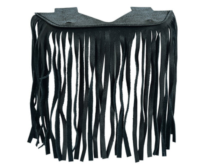 B1004 Black Leather Floor Boards with Fringe - Small