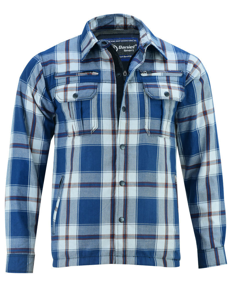 DS4673 Armored Flannel Shirt - Blue, White & Maroon