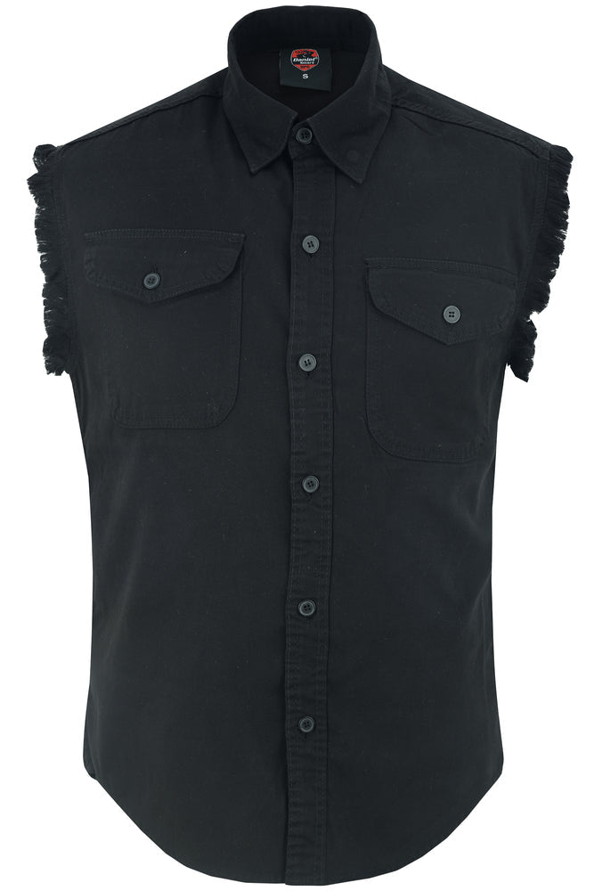 DM6001 Mens Black Lightweight Sleeveless Denim Shirt