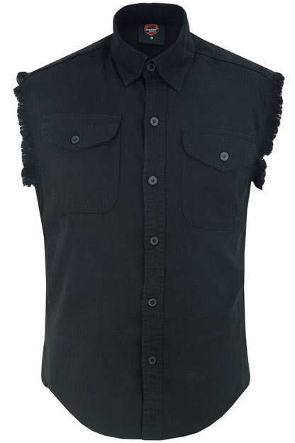 DM6001 Mens Black Lightweight Sleeveless Denim Shirt