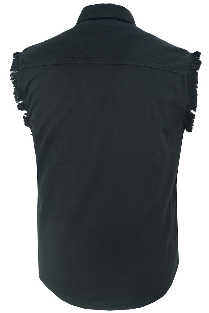 DM6001 Mens Black Lightweight Sleeveless Denim Shirt