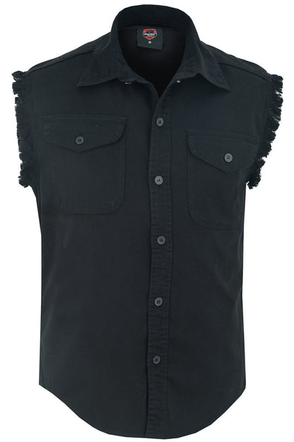 DM6001 Mens Black Lightweight Sleeveless Denim Shirt