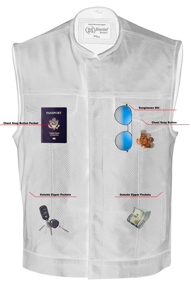 DS183 Men's Premium Perforated Single Back Panel Concealment Vest W/O