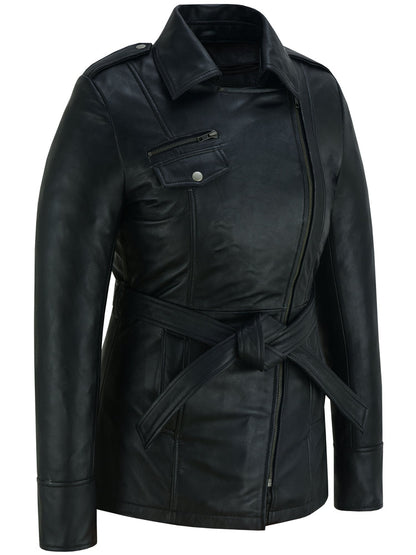 Elan Womens Leather Jacket Black