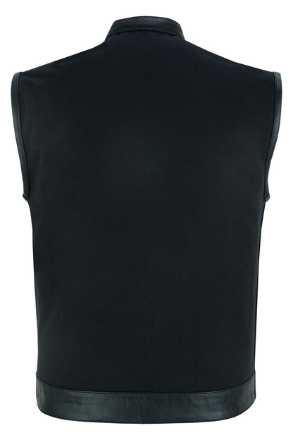 DS685 Canvas Material Single Back Panel Concealment Vest W/Leather Trimming