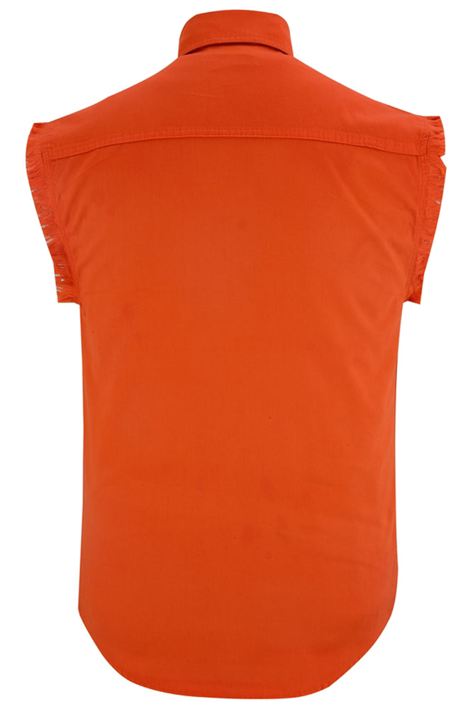 DM6003 Mens Orange Lightweight Sleeveless Denim Shirt