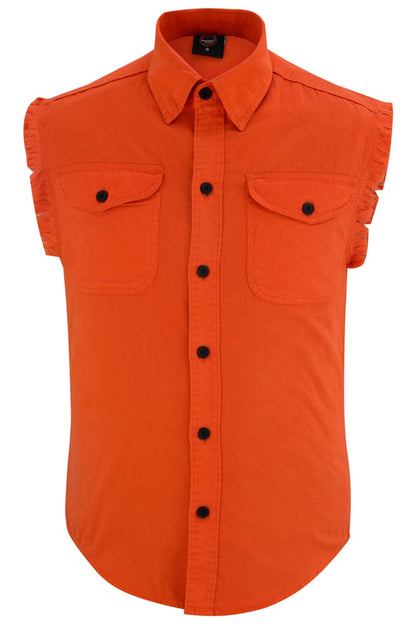 DM6003 Mens Orange Lightweight Sleeveless Denim Shirt