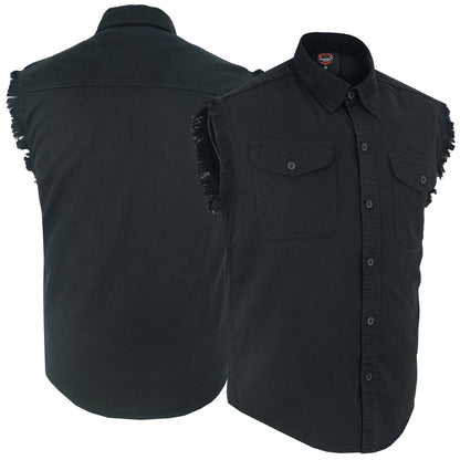 DM6001 Mens Black Lightweight Sleeveless Denim Shirt