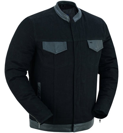 DM988 Men's Full Cut Denim Shirt W/Leather Trim