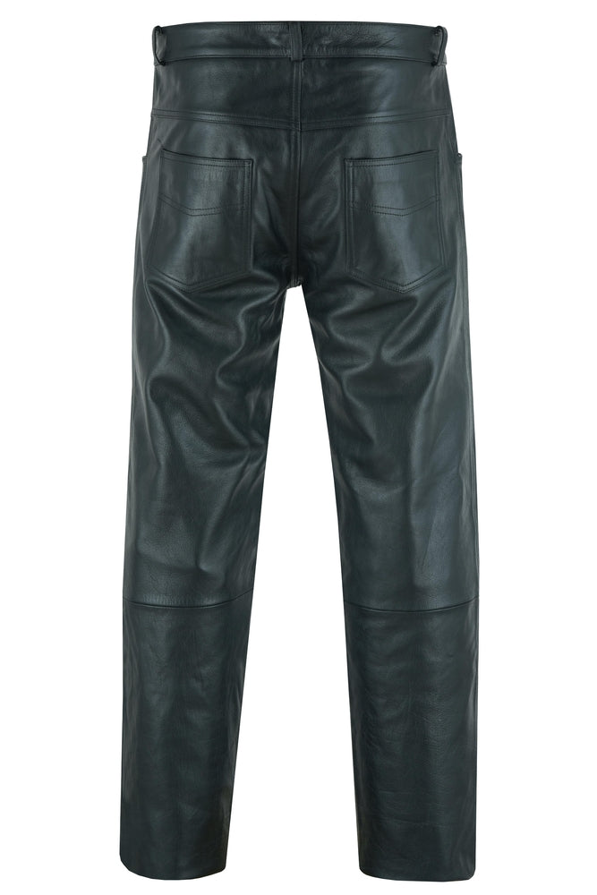 DS451 Men's Black Classic 5 Pocket Casual Motorcycle Leather Pants