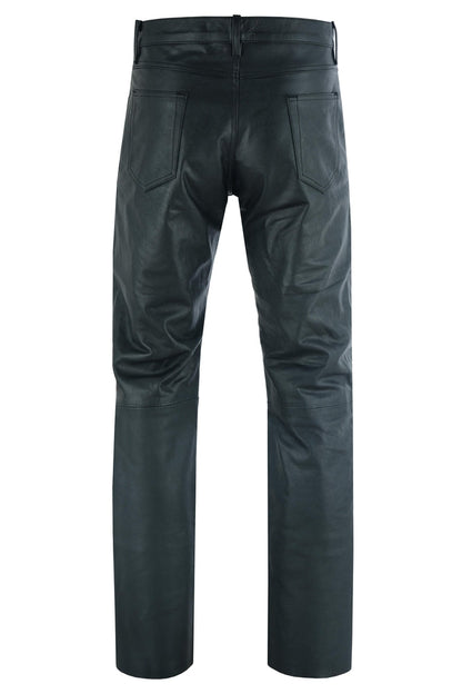 DS452 Women's Classic 5 Pocket Black Casual Motorcycle Leather Pants