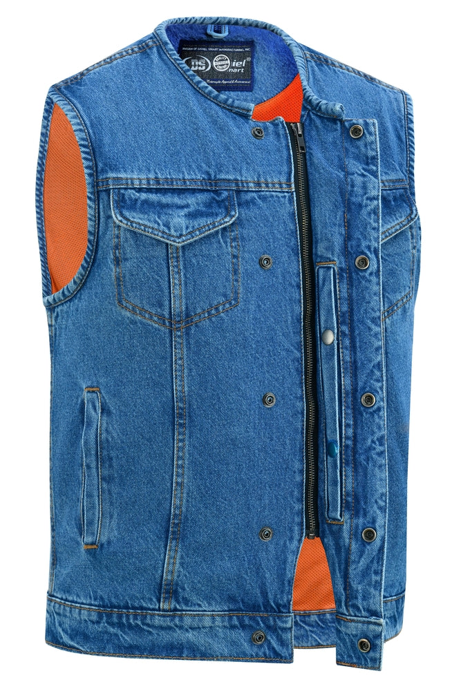 DM981BU Concealed Snaps, Denim Material, Hidden Zipper, w/o Collar