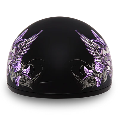 D6-WH DOT Approved Daytona Motorcycle Half Face Helmet - Skull Cap Graphics for Men & Women, Scooters, ATVs, UTVs & Choppers - W/ Wild At Heart