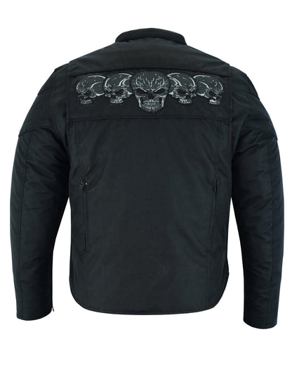 DS600 Men's Textile Scooter Style Jacket w/ Reflective Skulls