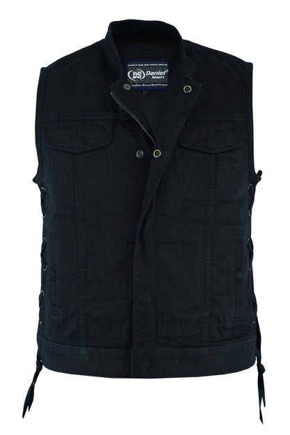 DM986 Women's Advance Side Laces Black Construction Denim Vest