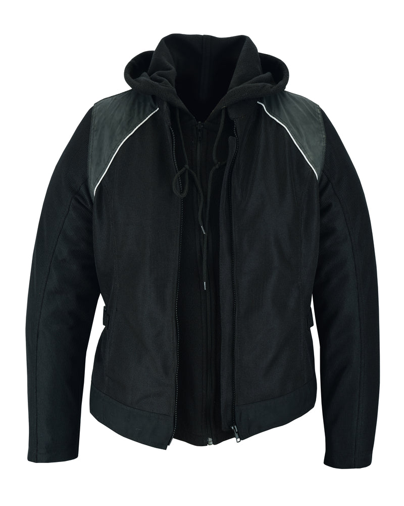 DS867 Womens Mesh 3-in-1 Riding Jacket (Black/Black Tone Reflective)