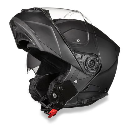 MG1-B Daytona Glide Modular Motorcycle Helmet - DOT Approved, Bluetooth Ready, Dual Visor, Men/Women/Youth - Dull Black