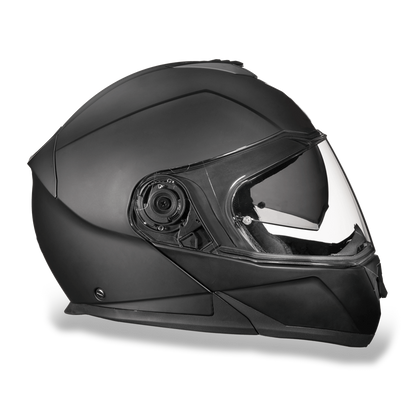 MG1-B Daytona Glide Modular Motorcycle Helmet - DOT Approved, Bluetooth Ready, Dual Visor, Men/Women/Youth - Dull Black