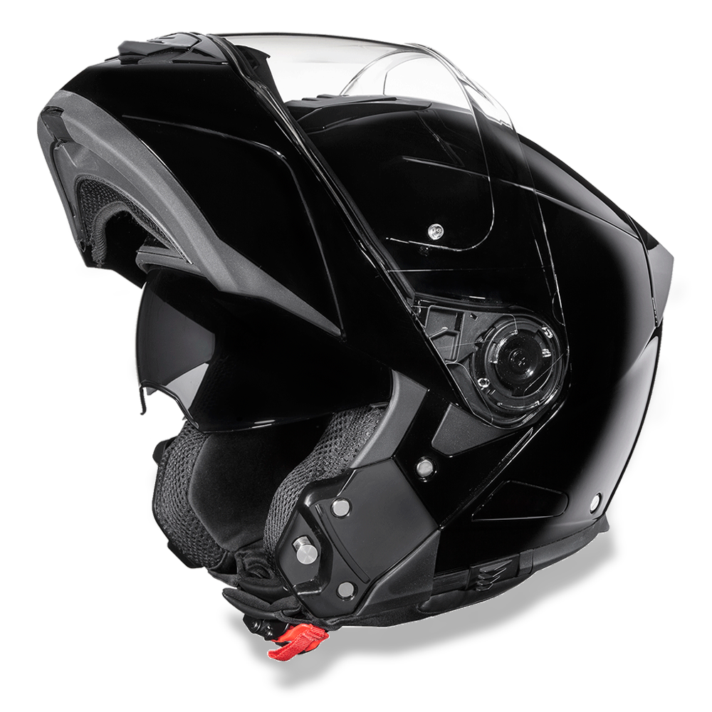 MG1-A Daytona Glide Modular Motorcycle Helmet - DOT Approved, Bluetooth Ready, Dual Visor, Men/Women/Youth - Hi-Gloss Black