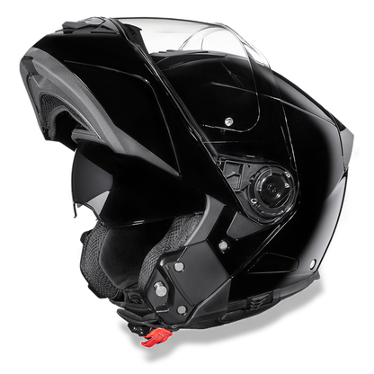 MG1-A Daytona Glide Modular Motorcycle Helmet - DOT Approved, Bluetooth Ready, Dual Visor, Men/Women/Youth - Hi-Gloss Black