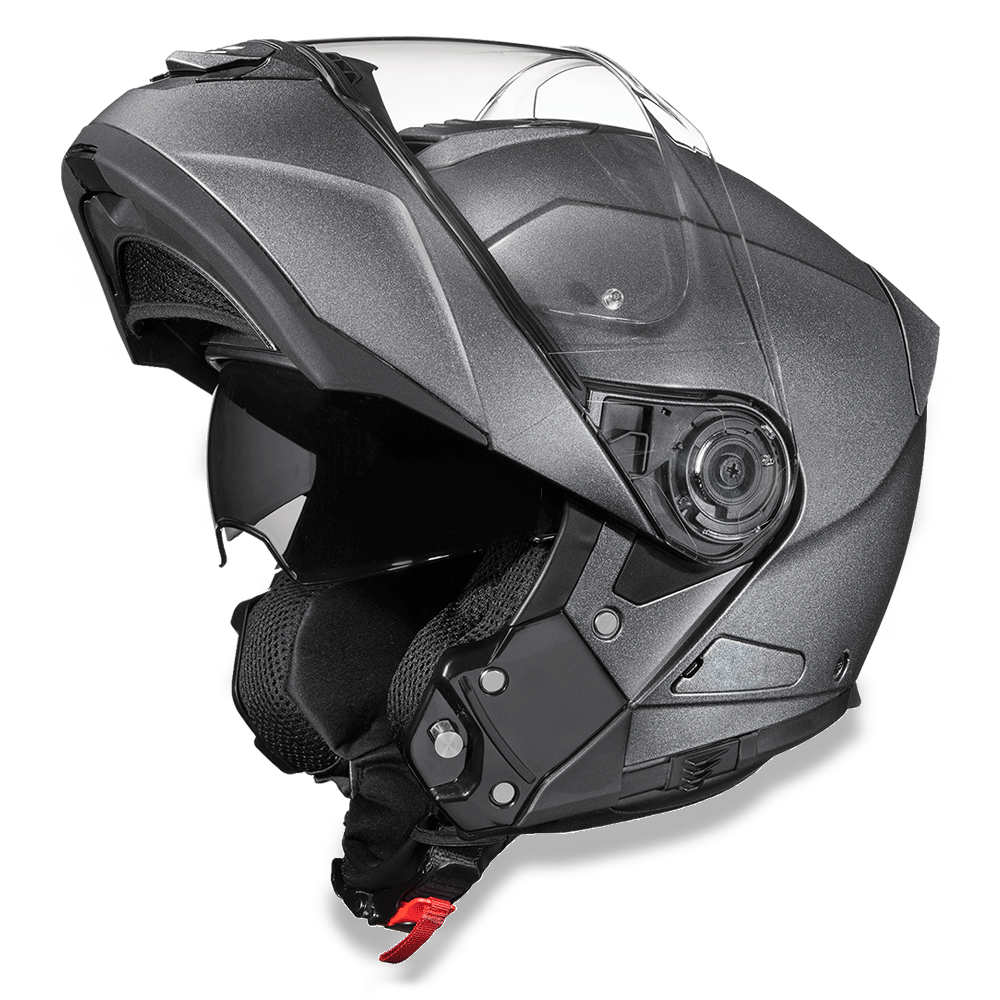 MG1-GM Daytona Glide Modular Motorcycle Helmet - DOT Approved, Bluetooth Ready, Dual Visor, Men/Women/Youth - Gun Metal Grey Metallic