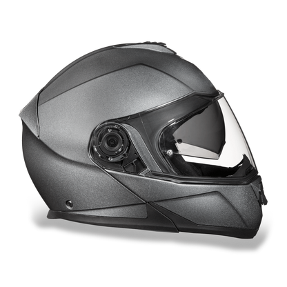 MG1-GM Daytona Glide Modular Motorcycle Helmet - DOT Approved, Bluetooth Ready, Dual Visor, Men/Women/Youth - Gun Metal Grey Metallic