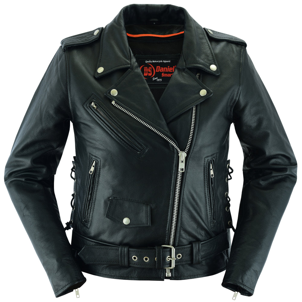 DS831 Womens Classic Side Lace Police Style M/C Jacket