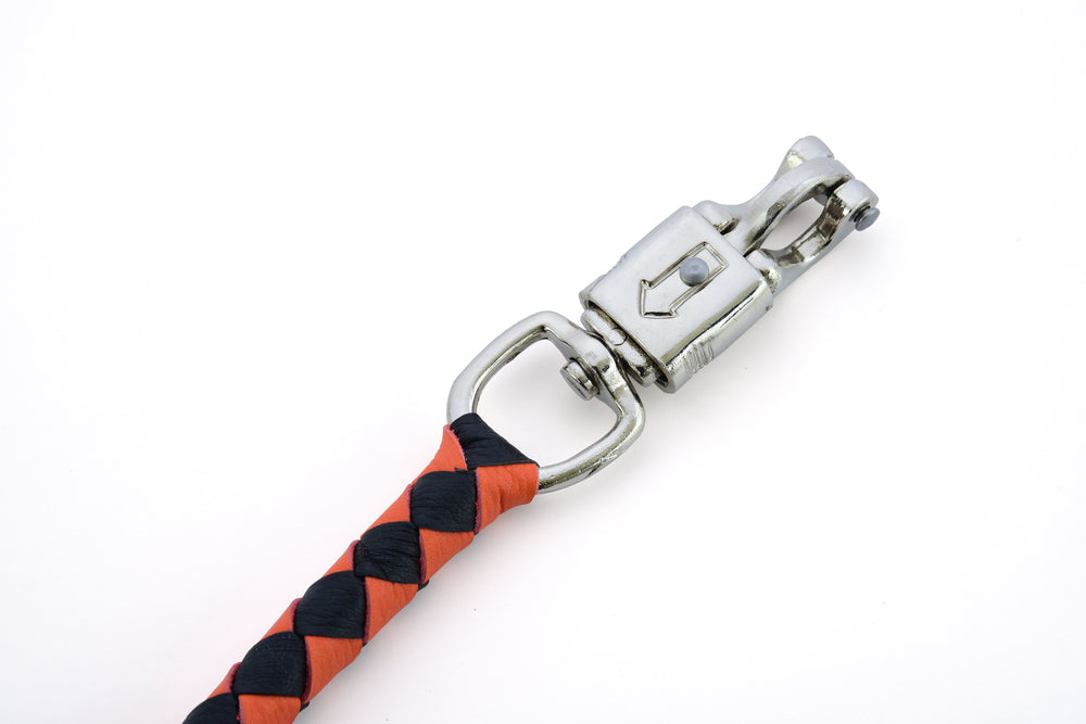 GBW202 Leather Biker Whip-Orange/Black