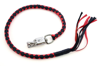 GBW203 Leather Biker Whip-Red/Black