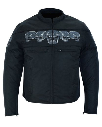 DS600 Men's Textile Scooter Style Jacket w/ Reflective Skulls