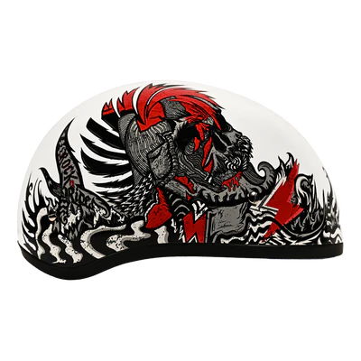 D6-RR DOT Approved Daytona Motorcycle Half Face Helmet - Skull Cap Graphics for Men & Women, Scooters, ATVs, UTVs & Choppers - W/ Rockin' Reaper