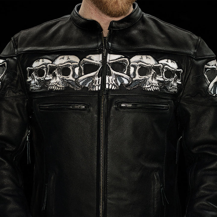 FIM243CSLZ-Savage Skulls Men's Motorcycle Leather Jacket