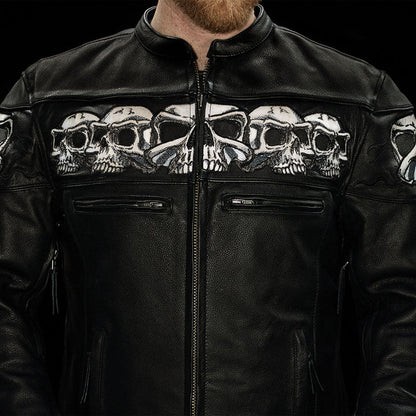 FIM243CSLZ-Savage Skulls Men's Motorcycle Leather Jacket