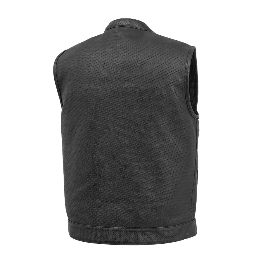 FIM689PERF-BLK-Sharp Shooter Perforated Men's Motorcycle Leather Vest