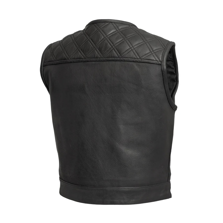 CUS6028LRD-BLK-Shell Shock Men's Motorcycle Leather Vest (limited edition)