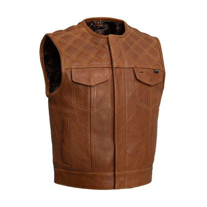 CUS6029LRD-COG-Timber Men's motorcycle leather vest (limited edition)